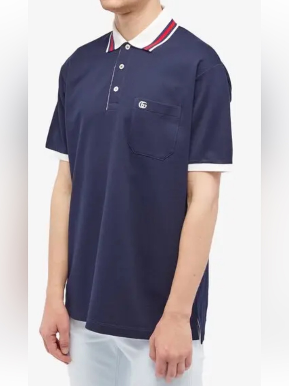 Gucci Mens Cotton Pique Polo Shirt with White Trim NWOT's Never worn! Size M